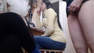 The neighbor jerked off in front of us with her new sex toy until she cum – Lesbian Illusion Girls