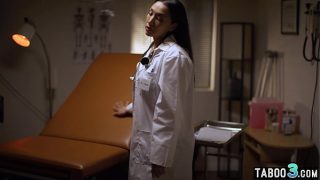 Hot latina MILF doctor Vicki Chase lures a nurse Sinn Sage into lesbian sex